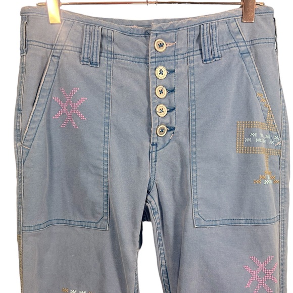 Anthropologie Pilcro The Wanderer Cross-Stitched Pants 27 - Picture 9 of 16